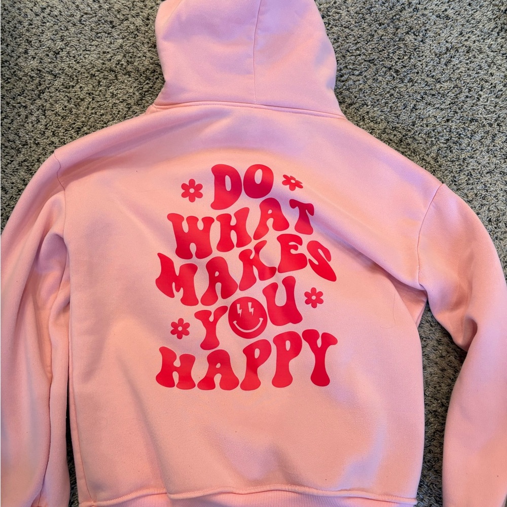 Pink Hoodie with Red Print